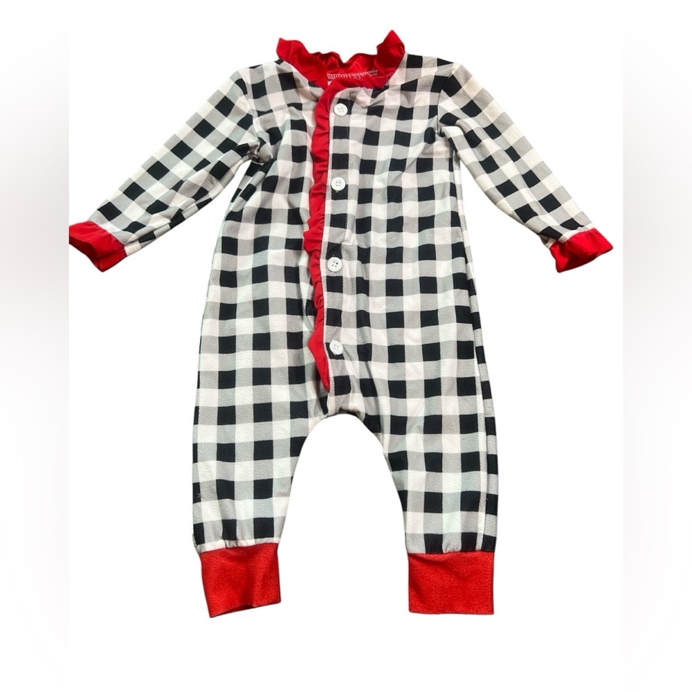 Christmas/Buffalo check Romper